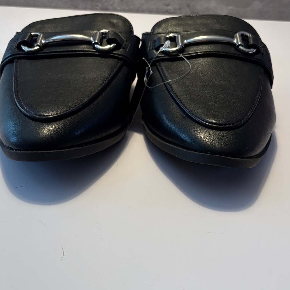 torrid size 9.5 Black Faux Leather Slip-On Mules with Silver Hardware NWT - Picture 8 of 9